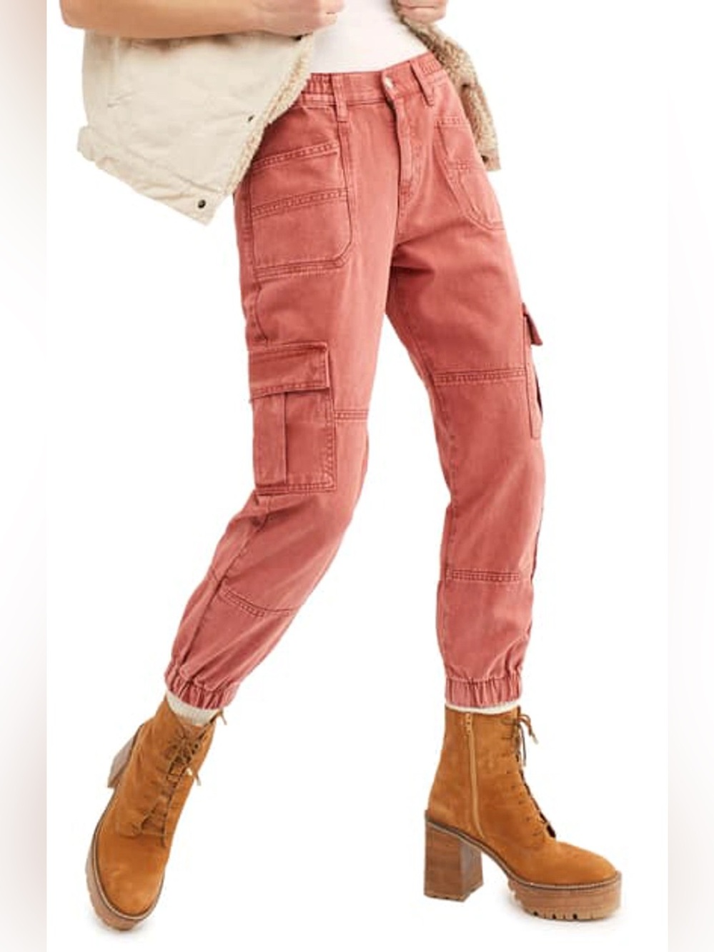 Free People Platoon Cargos in Red Rust Size XS